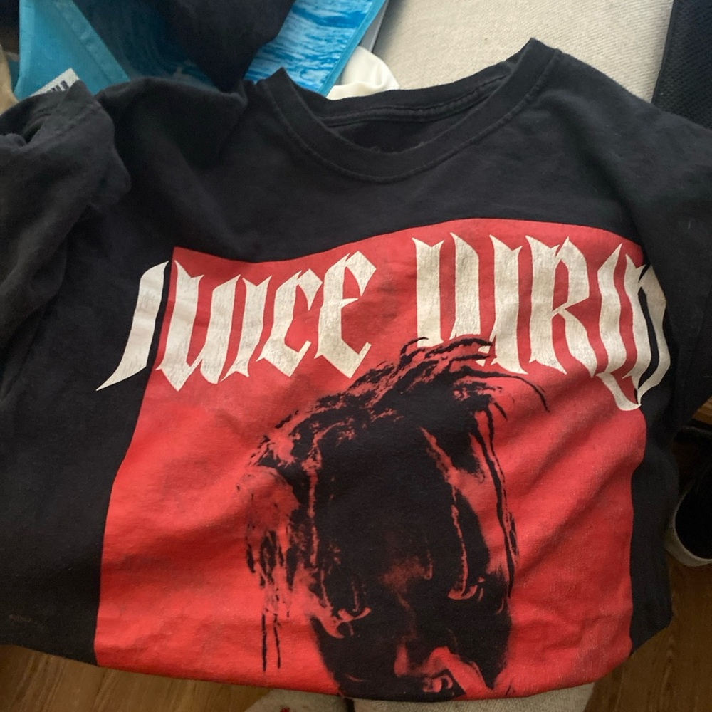 Source Unknown Black Short Sleeve Tee with Red Square and White Lettering